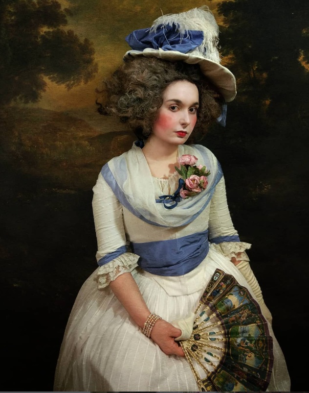 English gown inspired by the paintings of Reynolds, 1780s